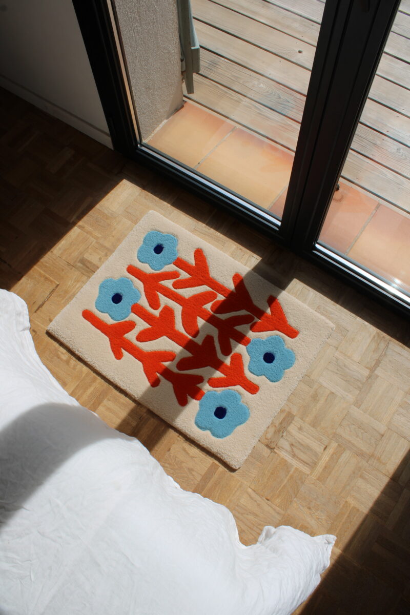 Tapis laine « Parterre de fleurs »
