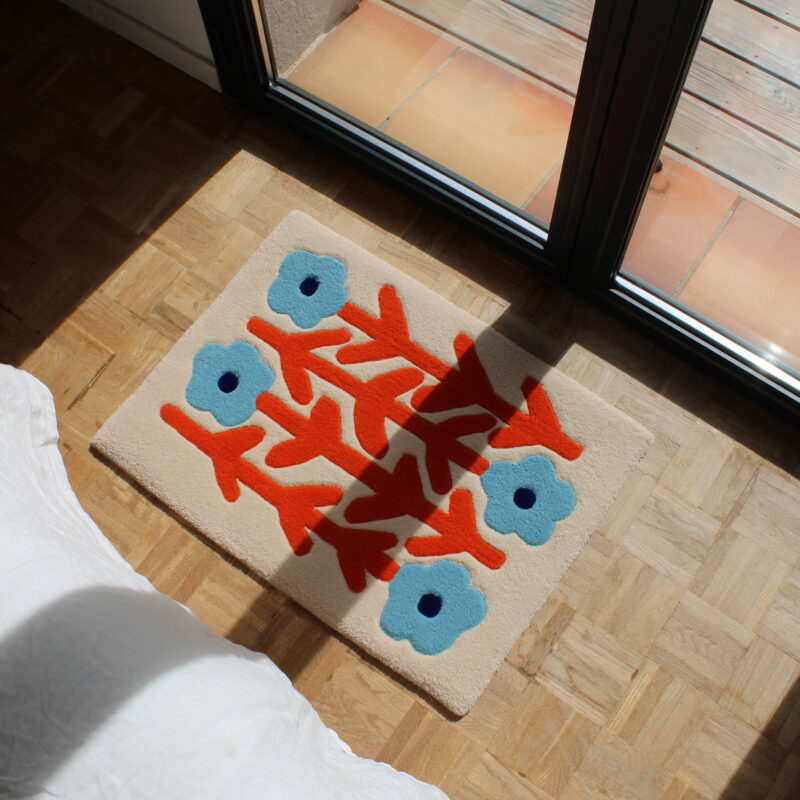 Tapis laine « Parterre de fleurs »