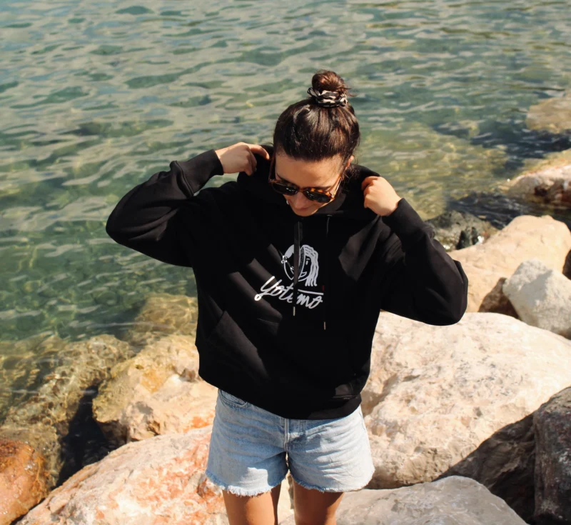 Sweat à capuche noir « Love Rules » – Image 3